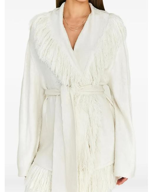 SER.O.YA White Fringed Belted Cardigan