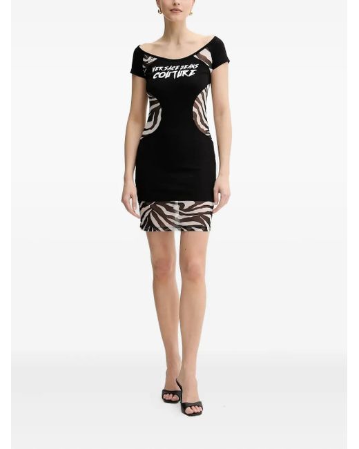 Versace Jeans Couture ゼブラプリント ミニドレス Black