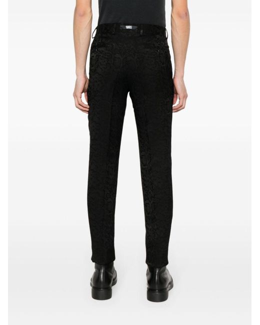 Karl Lagerfeld Black Snakeskin-pattern Slim-cut Tailored Trousers for men