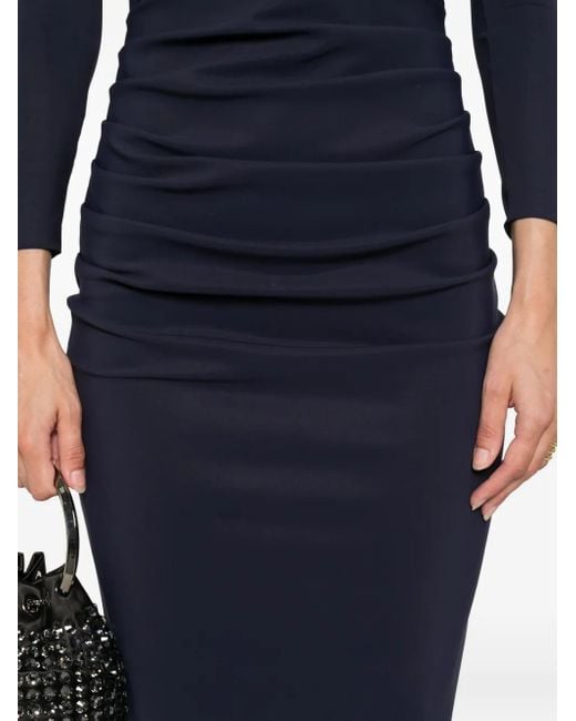 La Petite Robe Di Chiara Boni Blue Gerafftes Midikleid