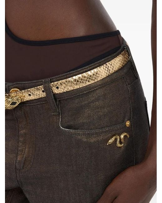 Roberto Cavalli Brown Metallic-Effect Flared Jeans