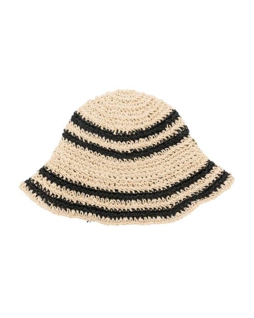 Twin Set Natural Striped Raffia Sun Hat