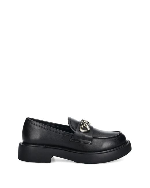 Love Moschino Black Heart-Detail Loafers