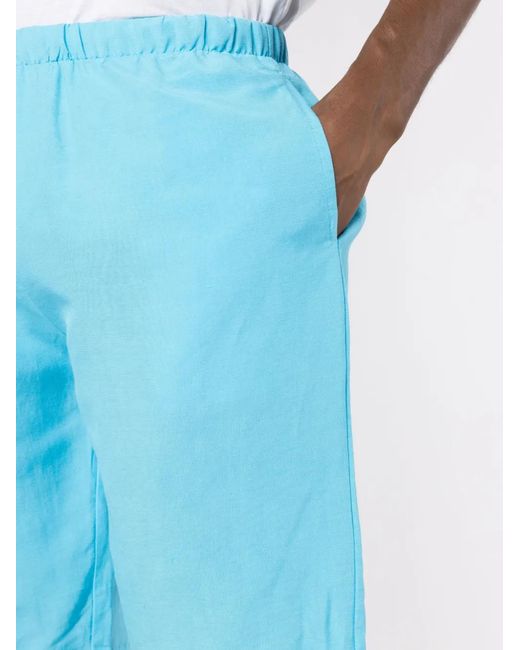 Amir Slama Blue Elasticated-Waistband Linen Shorts for men