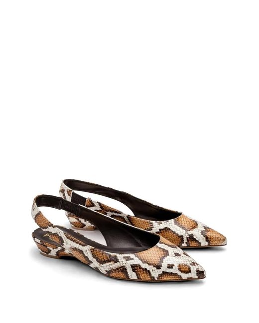 Poche Paris White Snakeskin-Effect Slingback Pumps