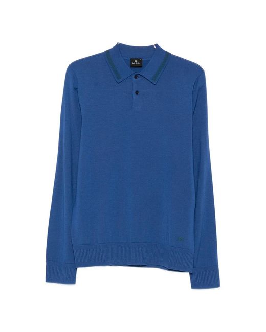 Paul Smith Blue Long-Sleeve Polo Shirt for men