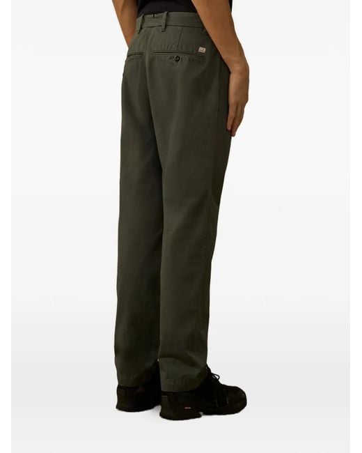C P Company Green Logo-Patch Trousers for men