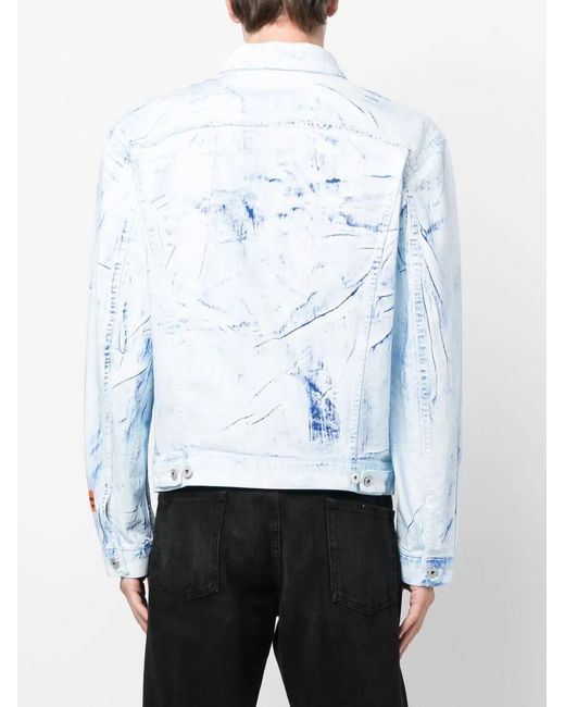 Heron Preston Blue Overdyed Button-Up Shirt Jacket for men