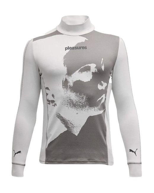 PUMA Gray X Pleasures Slogan-Print T-Shirt for men