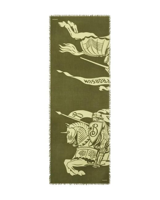 Burberry Green Wide Knight Wool Scarf