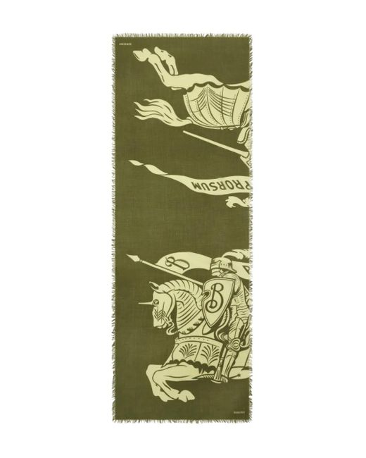 Burberry Green Wide Knight Wool Scarf