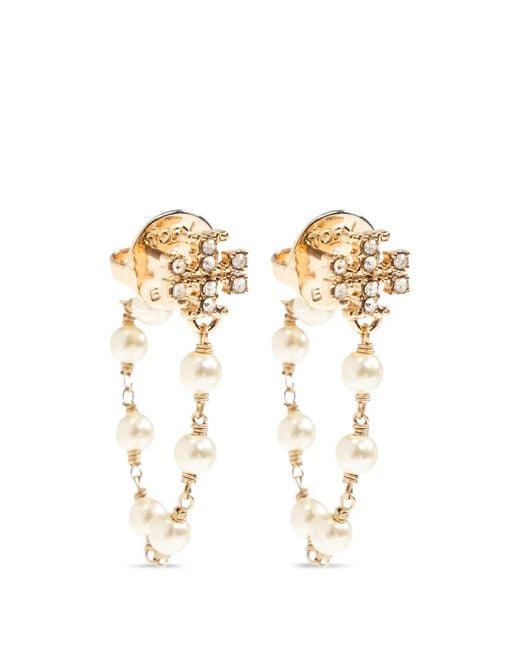 Tory Burch White Moondance Chain Earrings