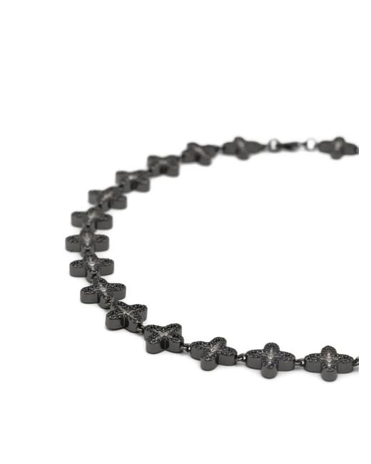 DARKAI Metallic Crystal-Embellished Cross-Link Necklace