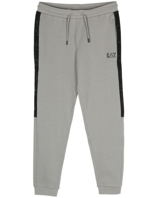 EA7 Gray Rubberised-logo Track Pants for men