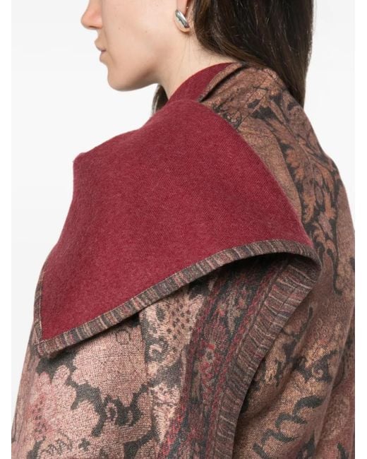 Pierre Louis Mascia Brown Floral-Print Asymmetric-Hem Cape