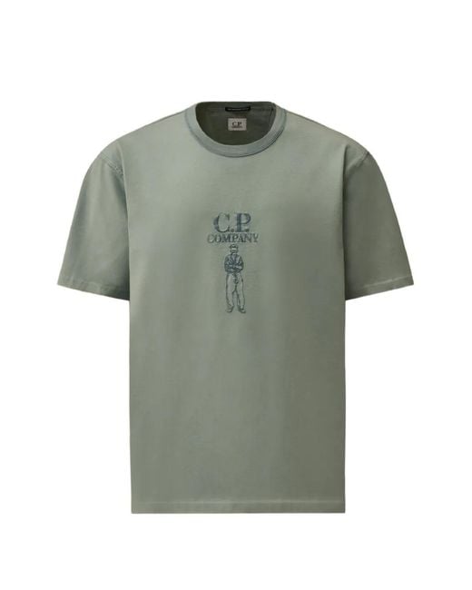 C P Company Green Logo Graphic T-Shirt for men