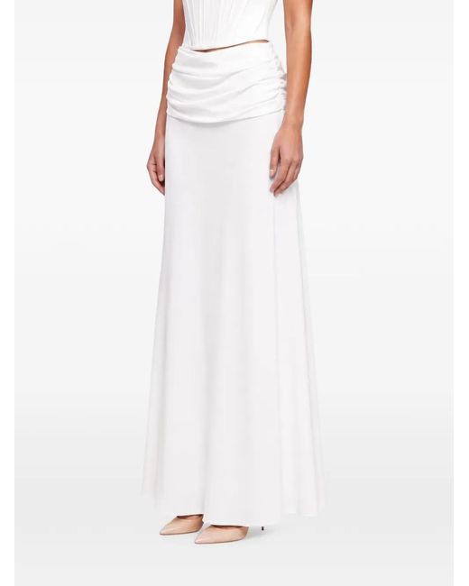 POST MERIDIEM White Zip-Fastening Draped Maxi Skirt