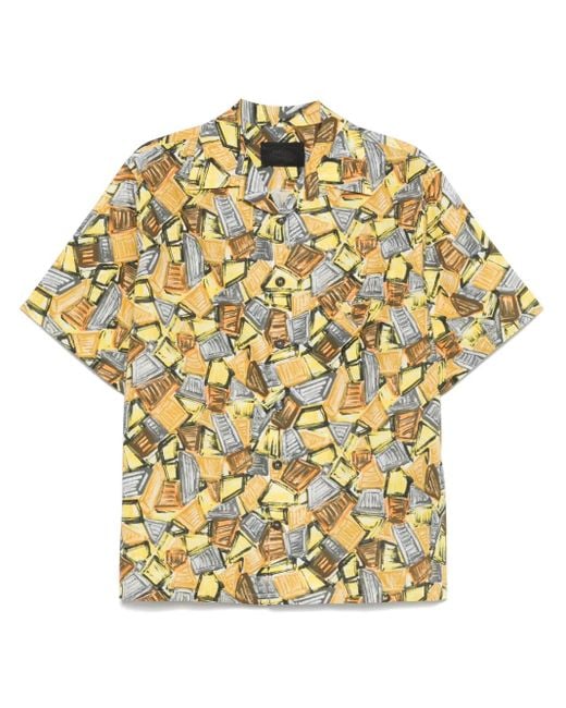 Prada Metallic Buttoned Cuban Collar for men
