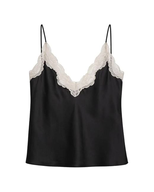 Forte_forte Black Lace-Trim Camisole Top