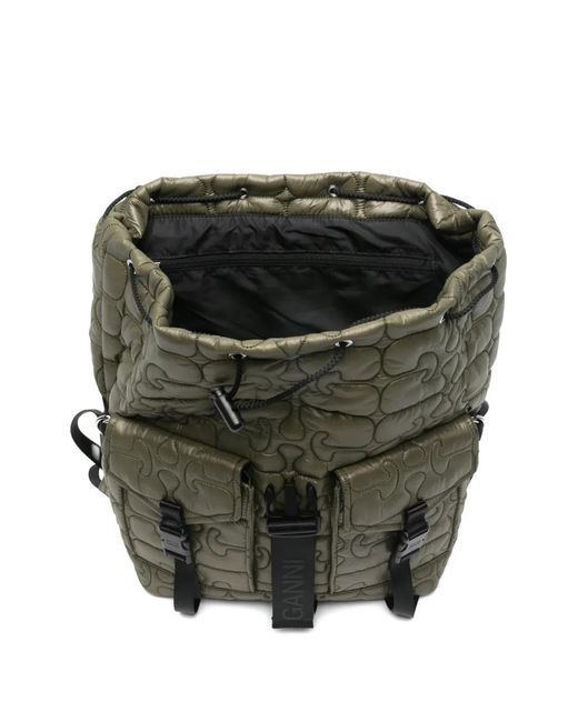 Ganni Black Quilted Nylon Backpack