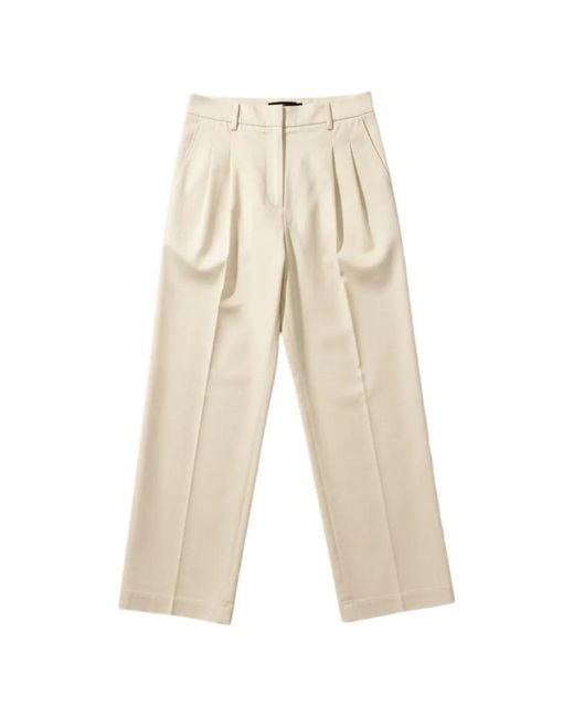 Cellar Door Natural Pleated-Detail Straight-Leg Trousers