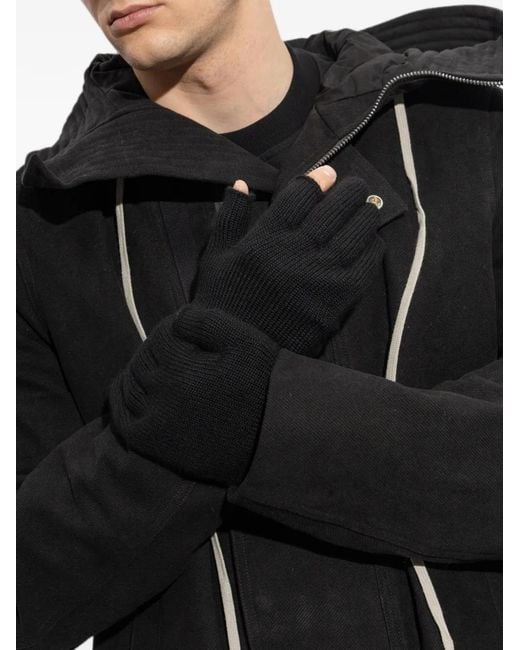 Rick Owens Black Touchscreen Gloves for men