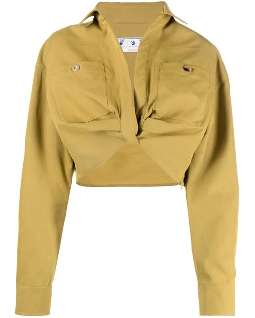 Off-White c/o Virgil Abloh Yellow Twist-front Cropped Cargo Shirt