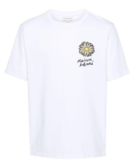 Maison Kitsuné Floating Flower Comfort T-Shirt in White für Herren