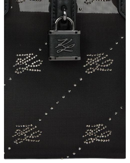 Karl Lagerfeld Black Logo-Embellished Tote Bag