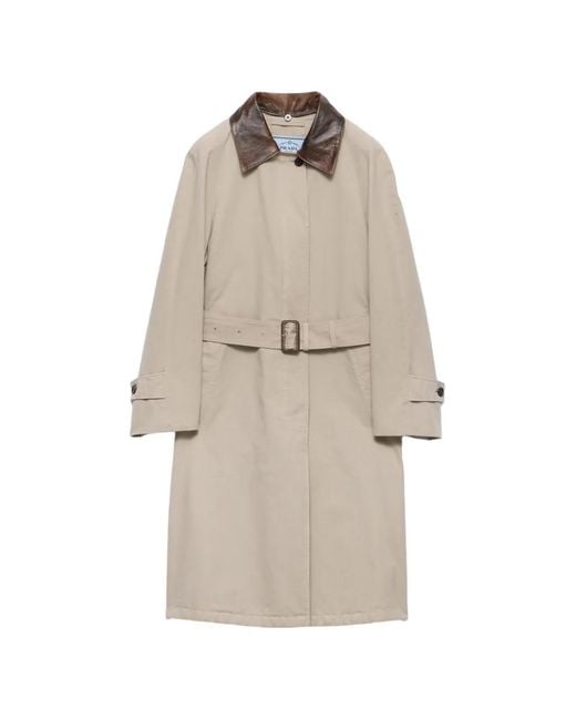 Prada Natural Single-Breasted Old Poplin Coat