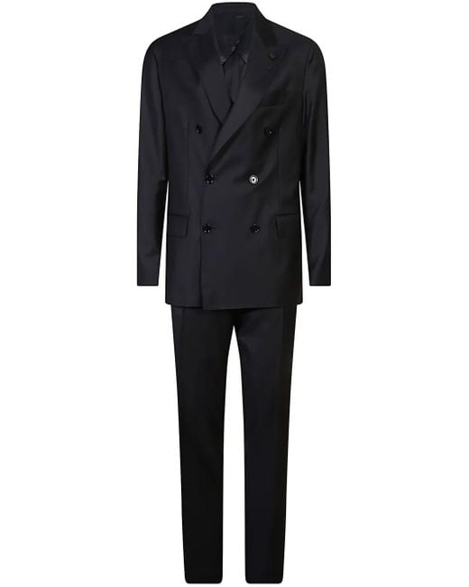 Lardini Black Double-Breasted Suit for men