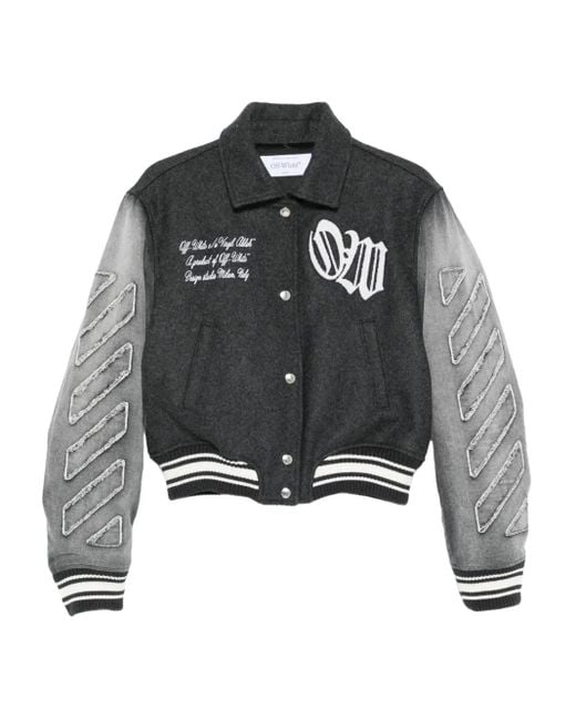 Off-White c/o Virgil Abloh Black Varsity-Style Bomber Jacket