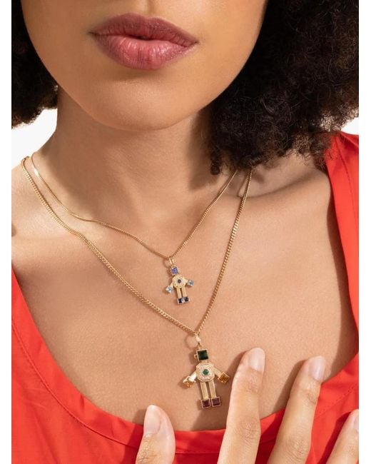 Van Robot Metallic Diamond Sapphire Robot Pendant