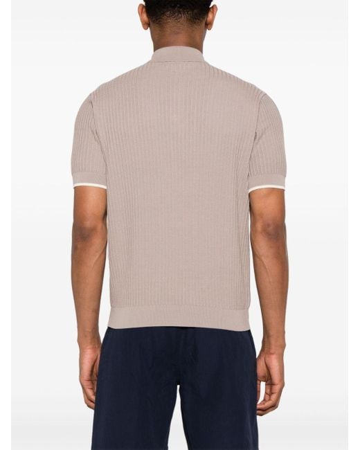 Emporio Armani Natural Ribbed-knit Polo Shirt for men