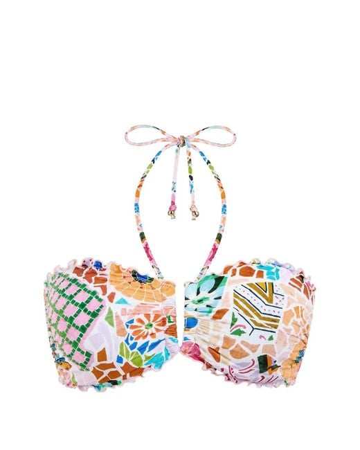 Seafolly White Boheme Mosaic-Print Bikini Top