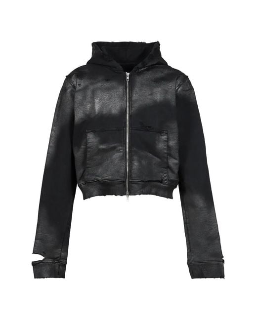 FILTH Black Waxed Distressed-Effect Zip-Up Hoodie for men