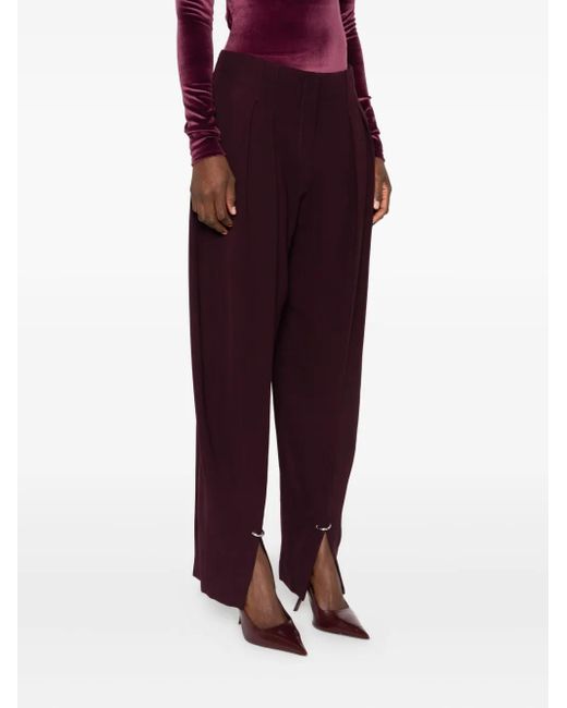Mugler Red Pleated Split-Hem Trousers