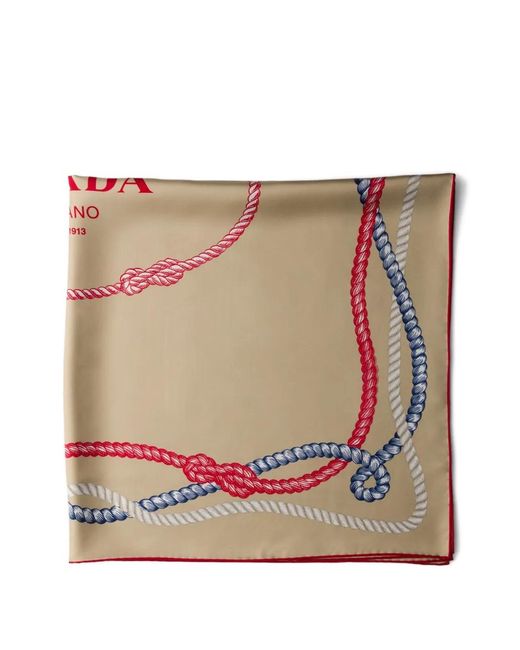 Prada Pink Ropes Print Logo Scarf