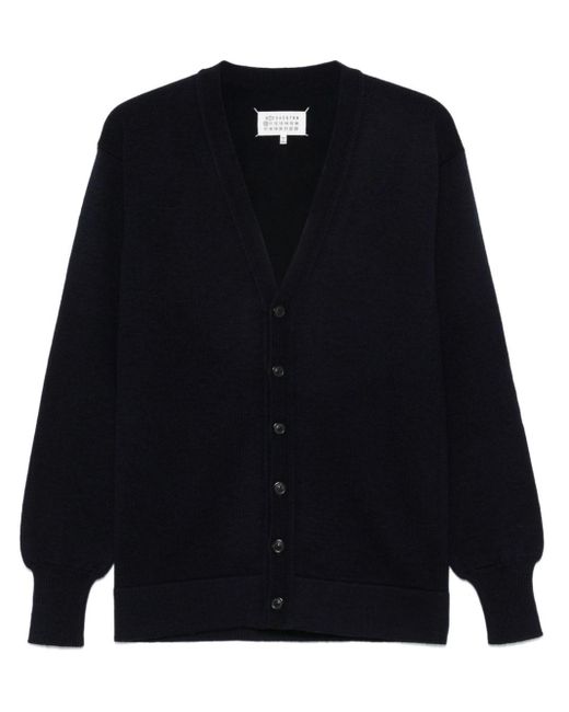 Maison Margiela Blue Virgin-Wool Knitted Cardigan for men