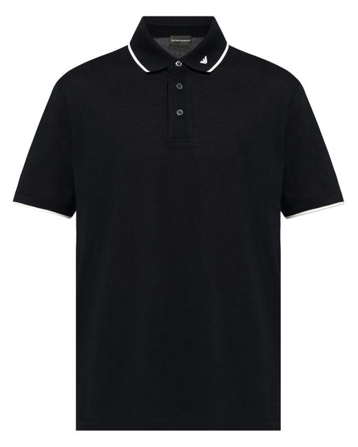 Emporio Armani Black Logo Cotton Polo Shirt for men