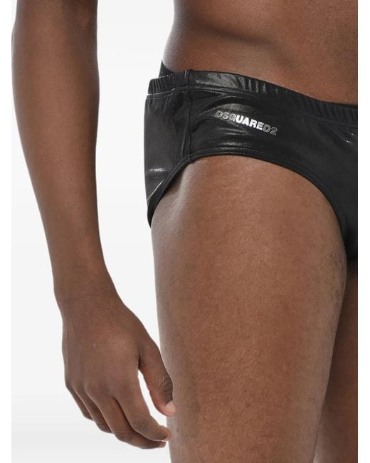 DSquared² Blue Logo-Print Elasticated Swim Briefs for men
