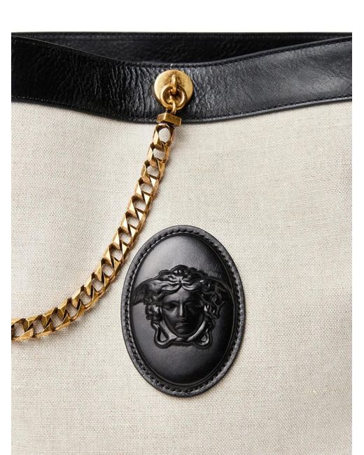 Versace Black Pivot Small Canvas Bucket Bag