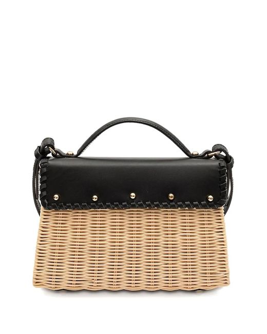 Isla Black Selene Woven Top-Handle Shoulder Bag
