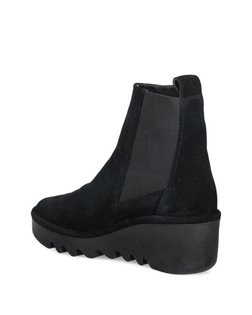 Fly London Black Elasticated-Panel Chelsea Boots
