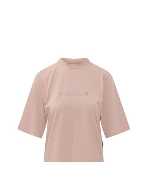 Palm Angels Pink Rhinestone Boxy T-Shirt