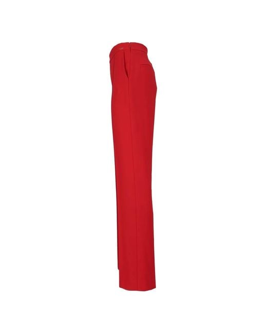 Elisabetta Franchi Red Pintuck-Detail Trousers