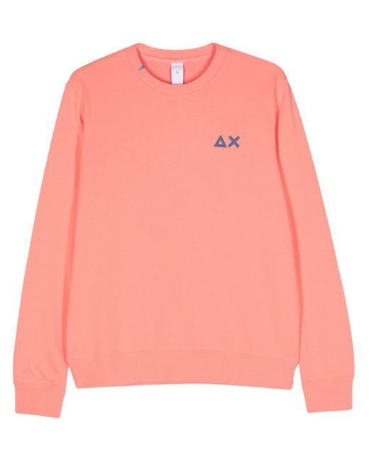 Sun 68 Pink Logo-embroidered Sweatshirt for men