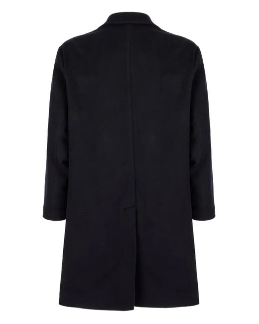 Barba Napoli Black Button-Fastening Wool Single-Breasted Coat for men