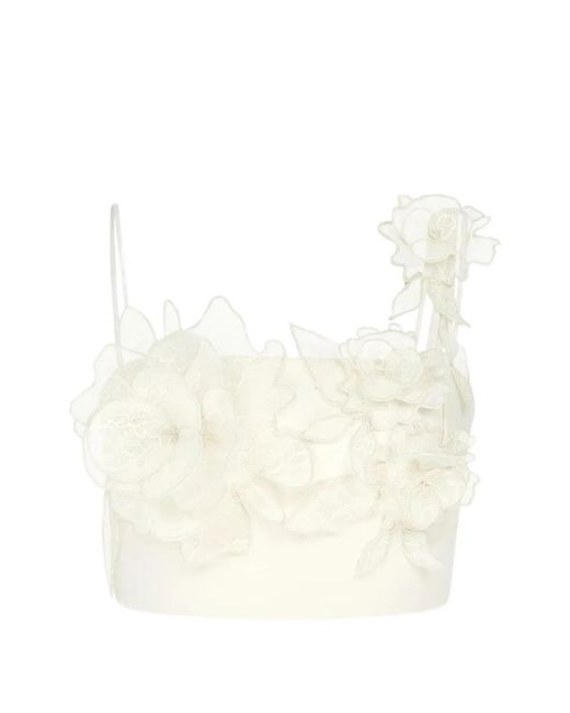 David Koma White Floral Appliqué Top