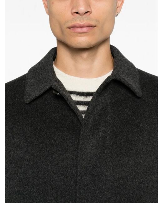 Aspesi Black Virtuoso Collared Single-Breasted Coat for men